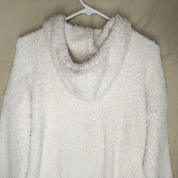 Aerie Soft Hooded White Sweater Heart Detail Teddy Fleece Oversized Women's Smal - Picture 9 of 13